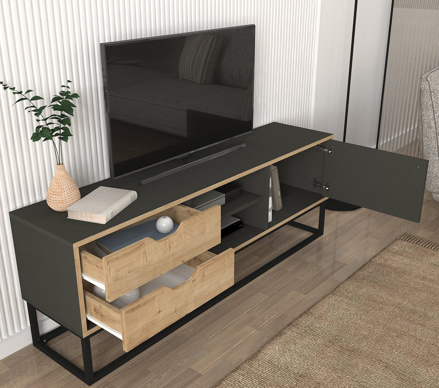 Dolores Tv komoda Antracit-Sapphire