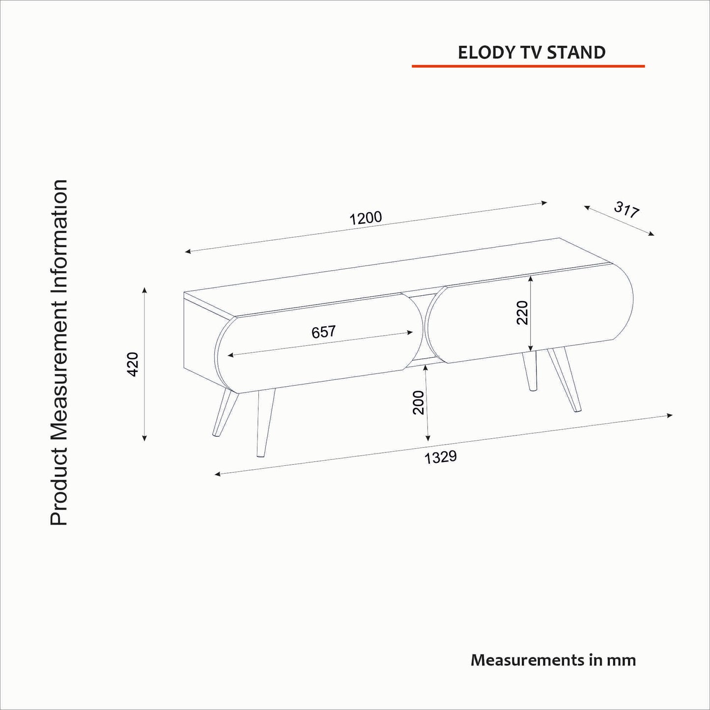 Tv komoda Elody 120 Belo-Hrast