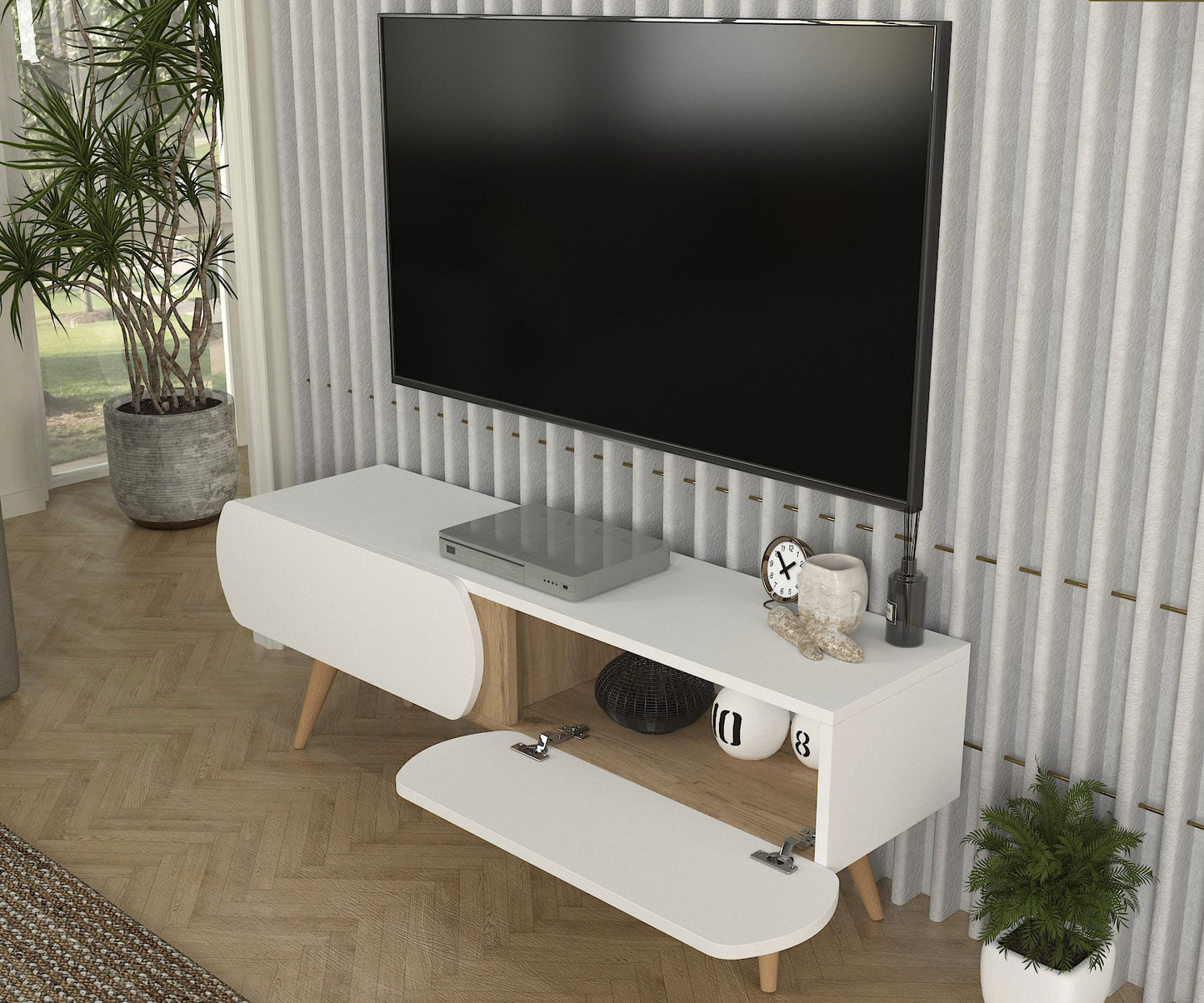 Elody Tv komoda Belo-Hrast