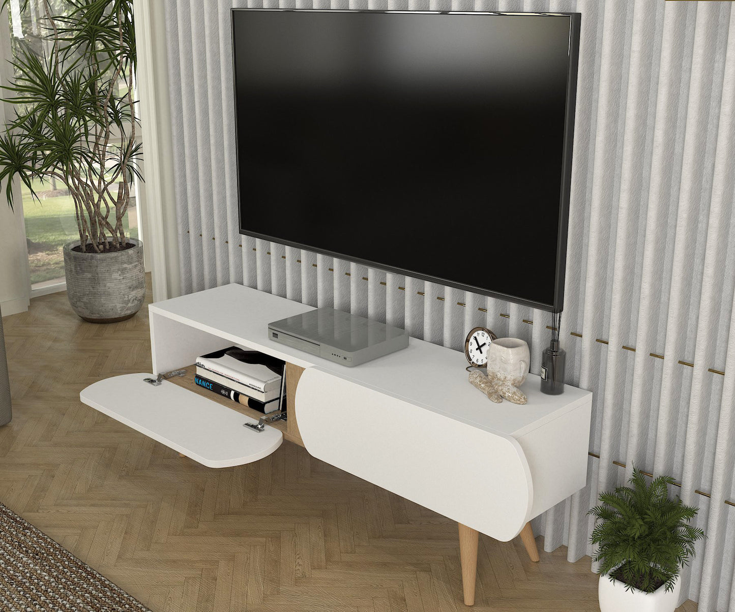 Elody Tv komoda Belo-Hrast