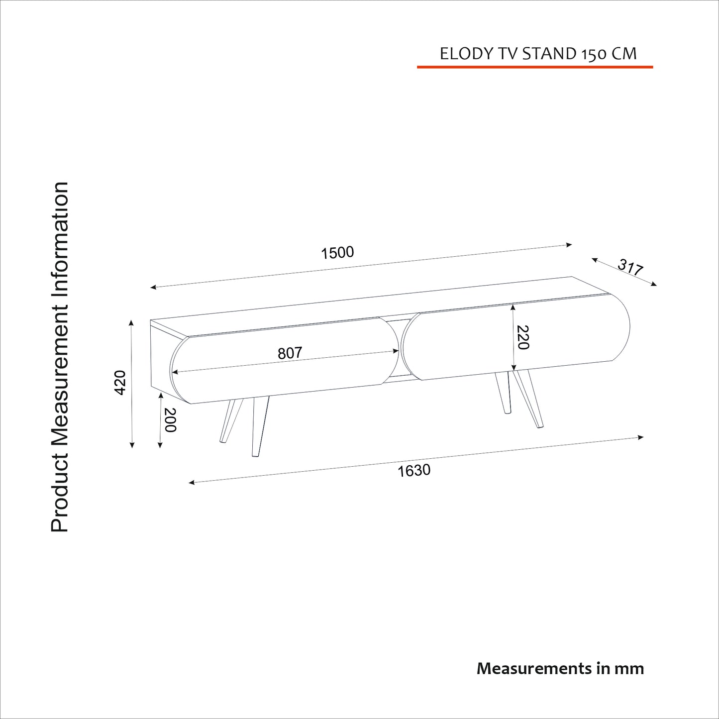 Tv komoda Elody 150 Belo-Bukva