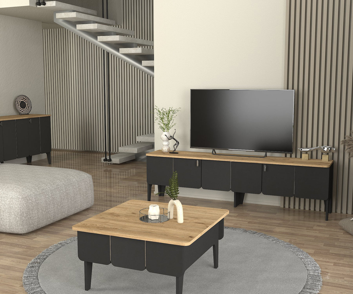 Pedro Tv komoda Antracit-Hrast