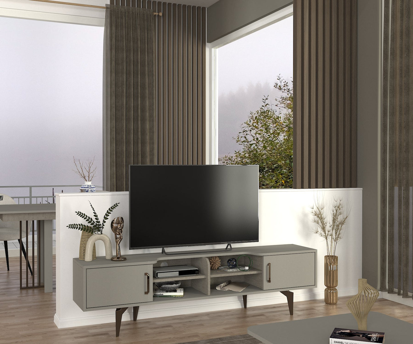 Roi Tv komoda Sivo-Textil