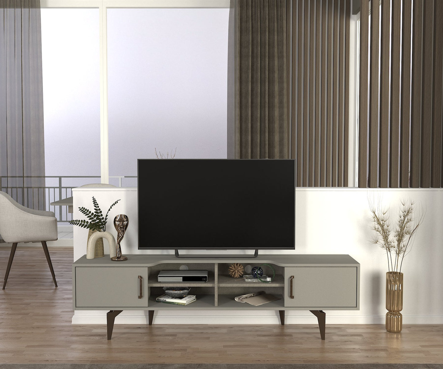 Roi Tv komoda Sivo-Textil
