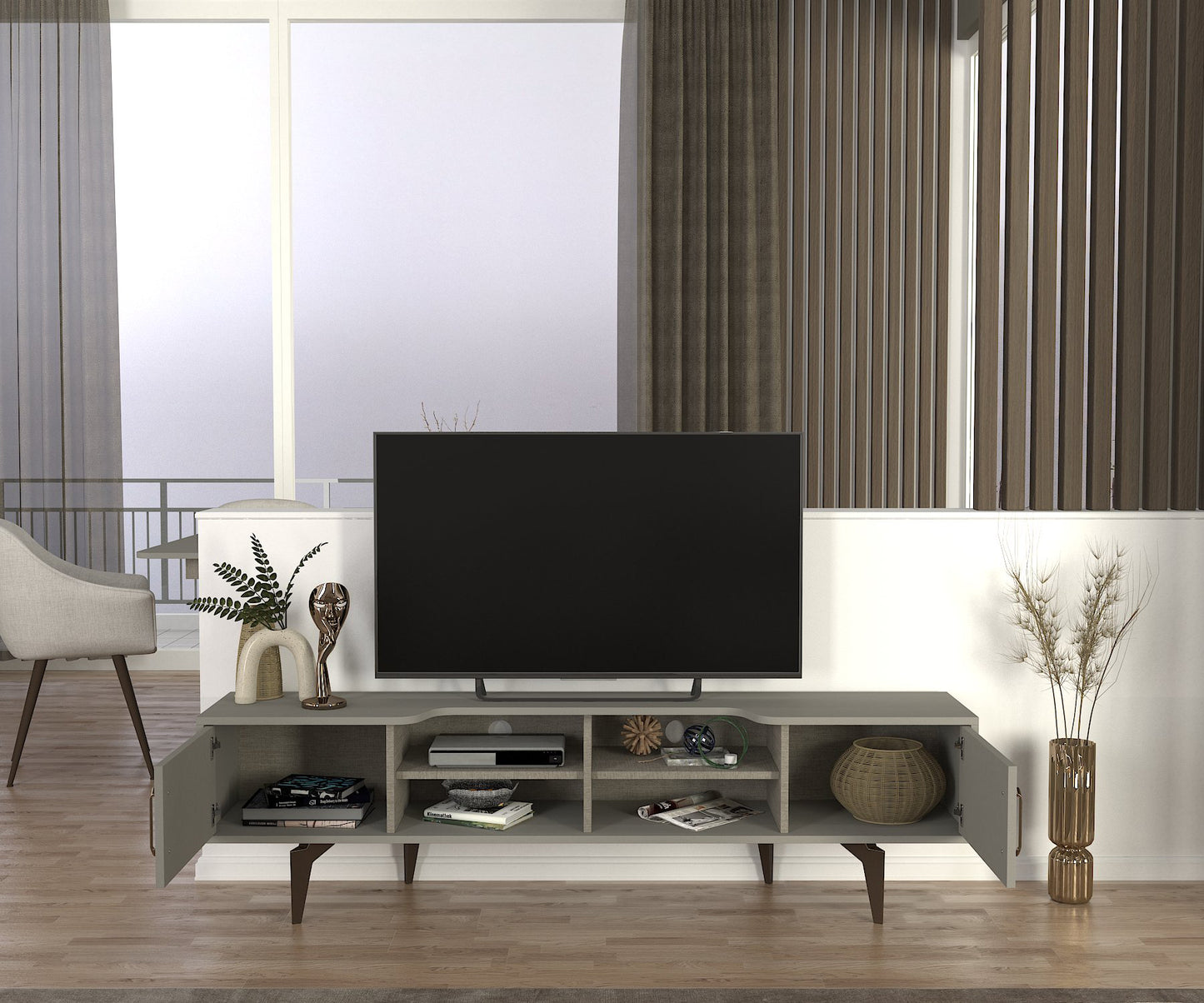 Roi Tv komoda Sivo-Textil