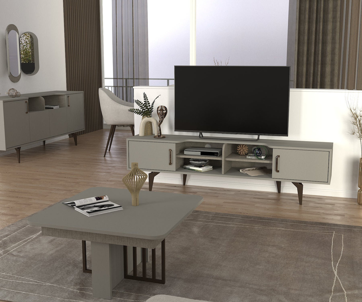 Roi Tv komoda Sivo-Textil