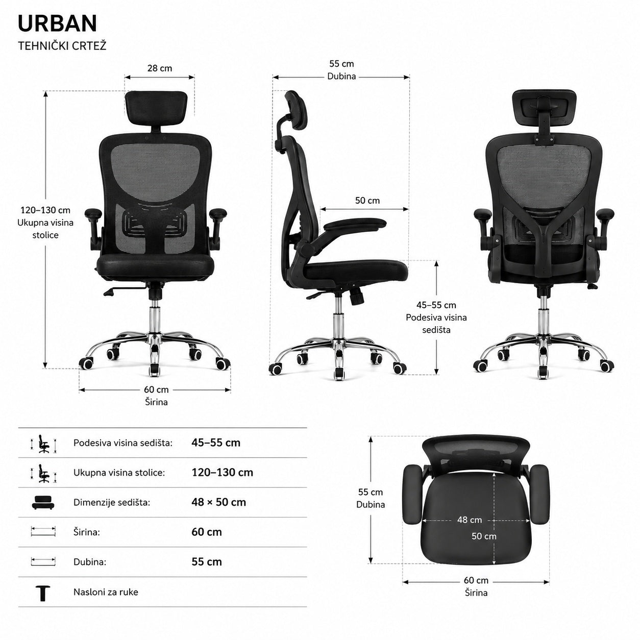 Kancelarijska stolica Urban OC-8970 Crna