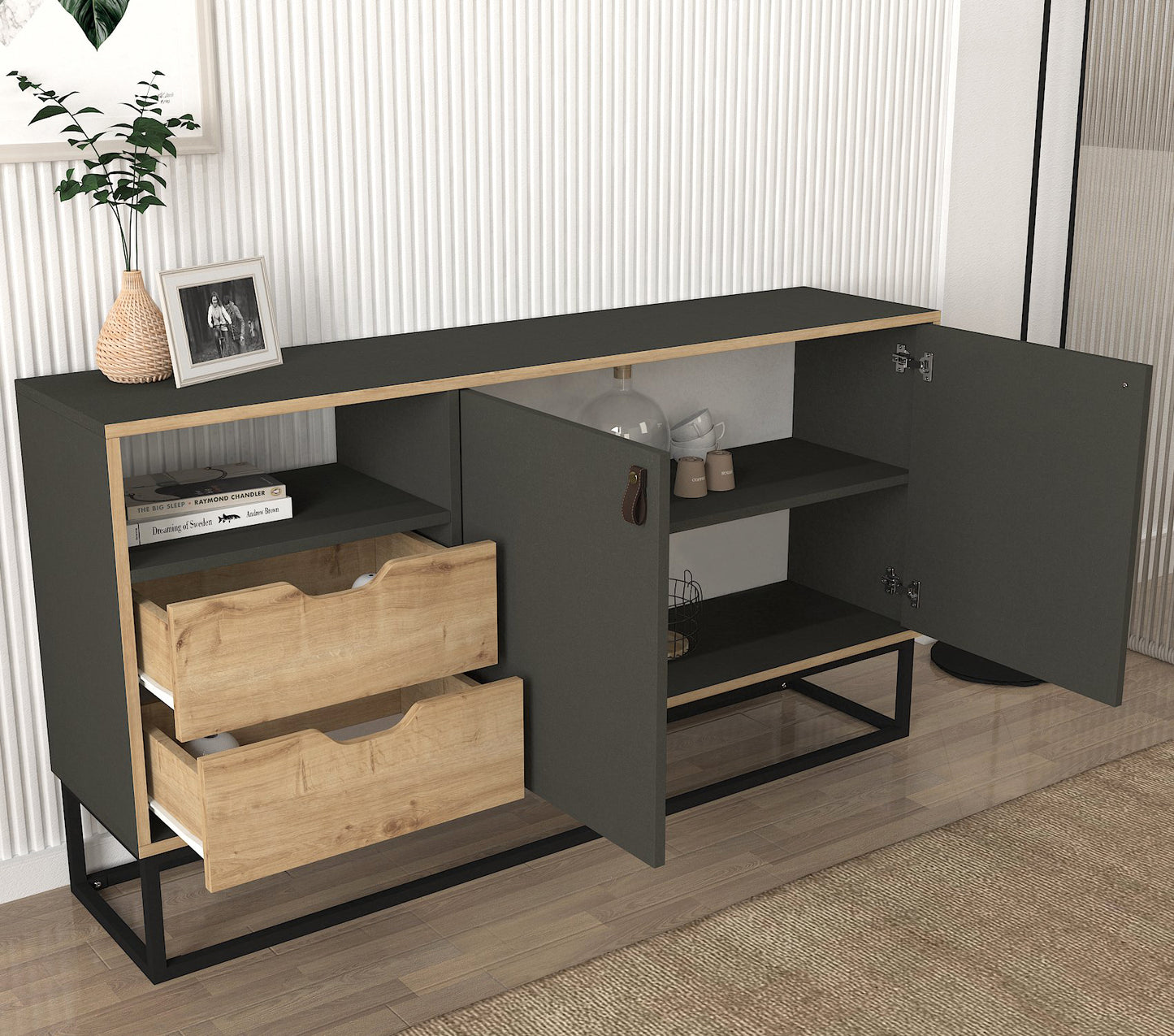 Komoda Dolores hrast Antrasit izgled