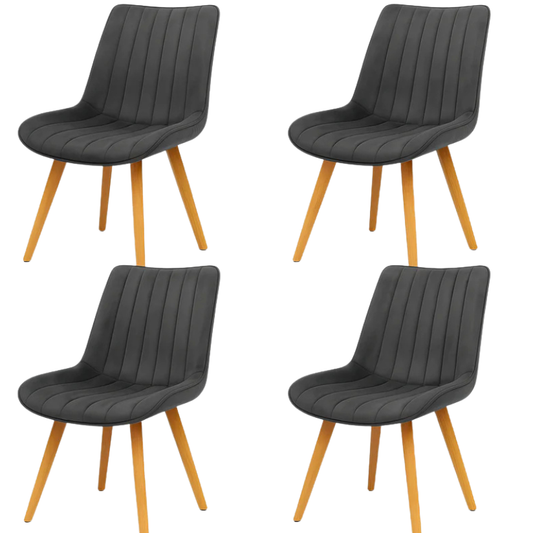 Trpezarijska stolica Linea Wood Siva, set od 4 komada