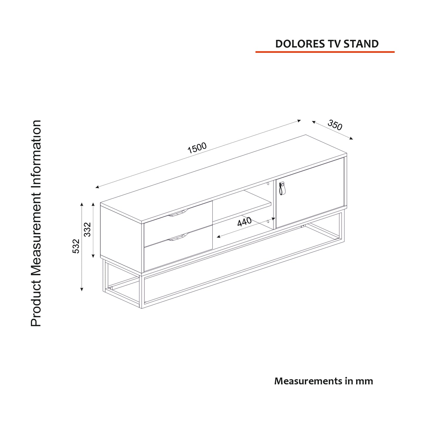 Tv Komoda dolores hrast antracit skica