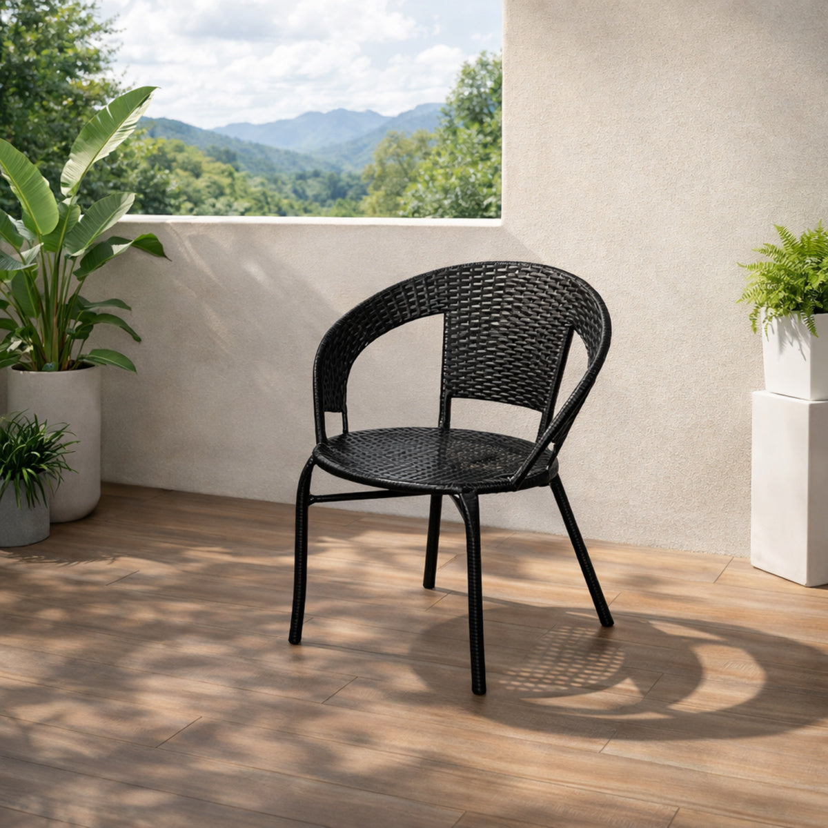 bastenski set rattanica crni stolica ambient