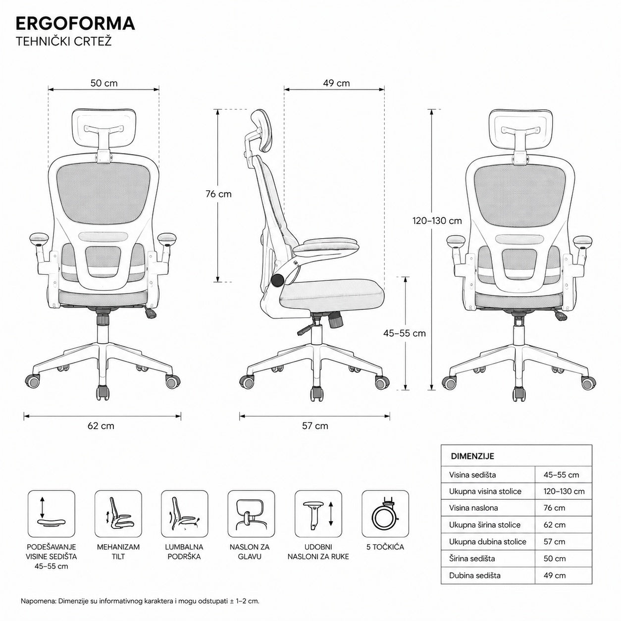 Kancelarijska stolica ErgoForma OC-656 Siva