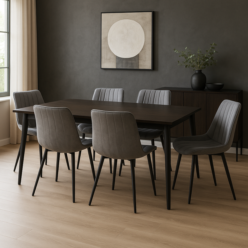 trpezarijska stolica linea steel siva set ambient