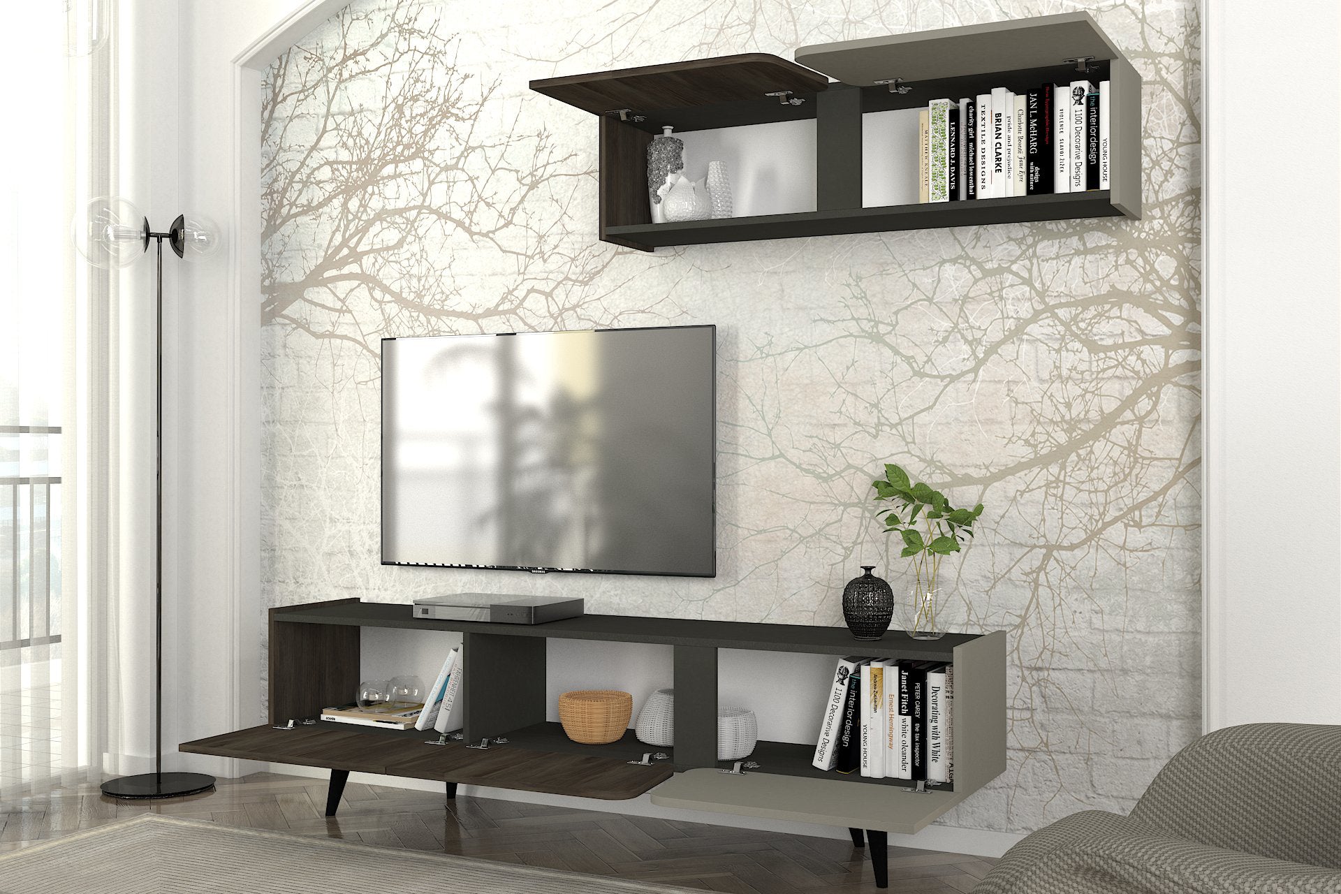 tv regal piazza antracit hrast unutrasnji izgled